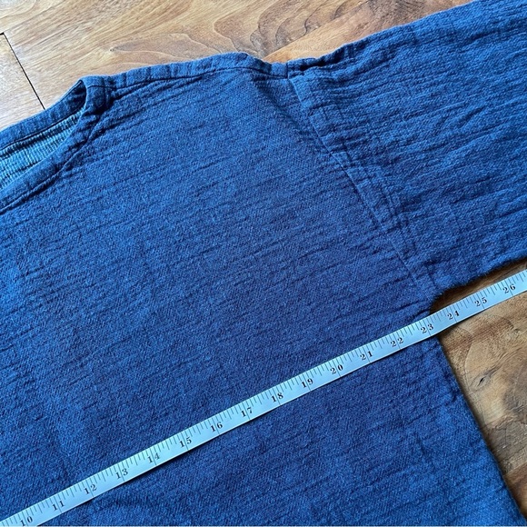 Eileen Fisher Lagenlook Organic Cotton/Linen Woven Casual Blue Boxy Top - Picture 8 of 10
